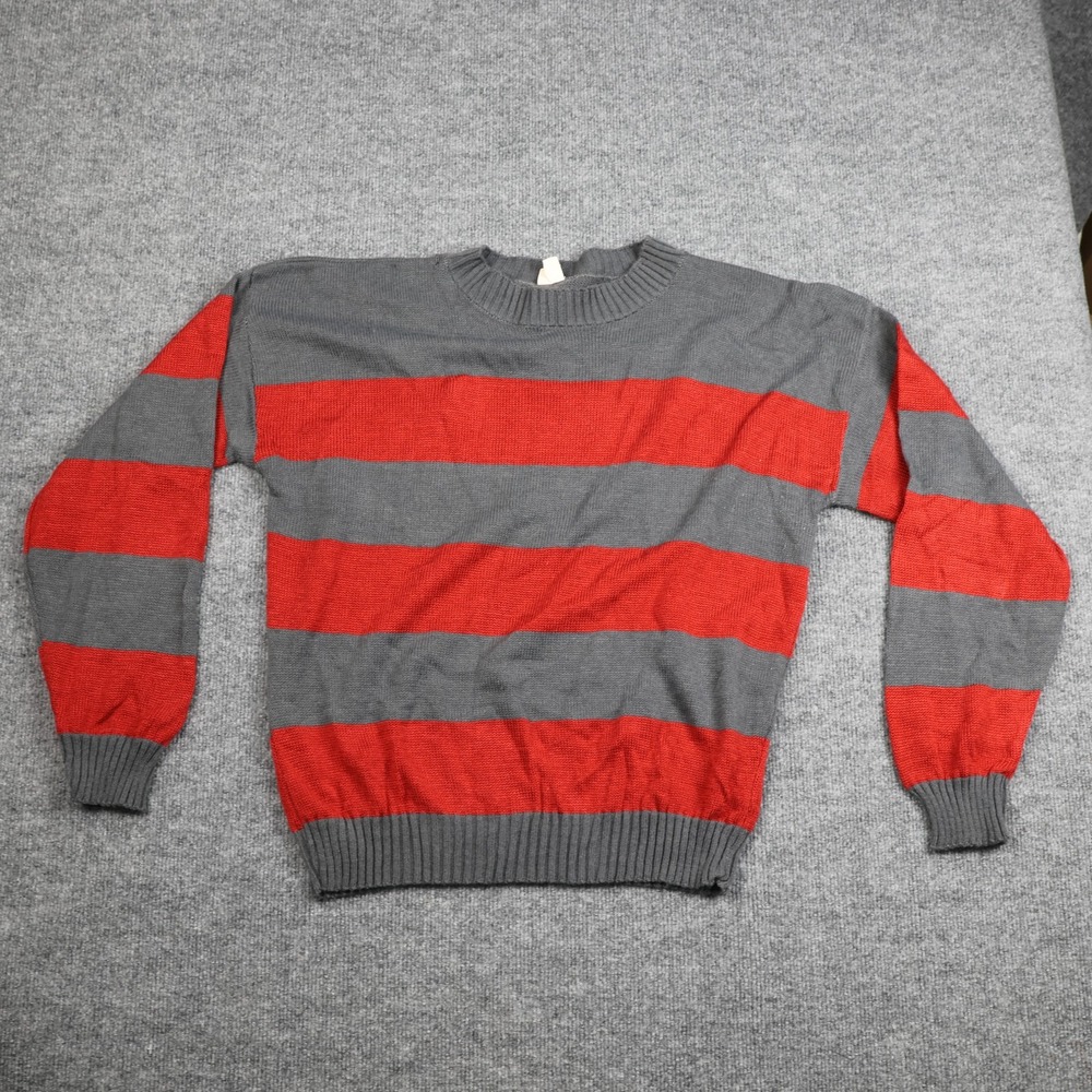 Rubies Sweater‎ Mens One Size Gray Red Striped Crewneck Made USA Freddy Krueger